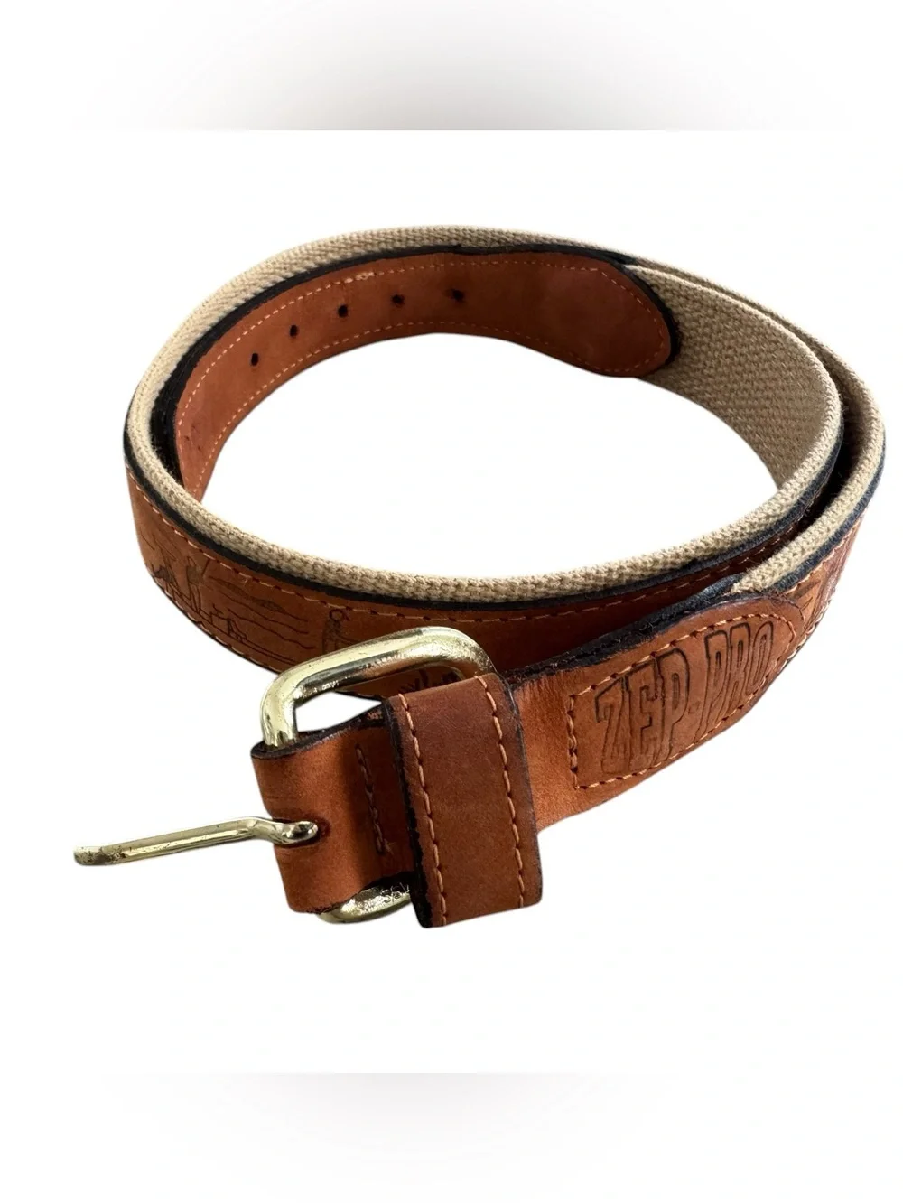 Zep-Pro REDFISH EMBROIDERED NUBUCK TAN LEATHER BELT size 30